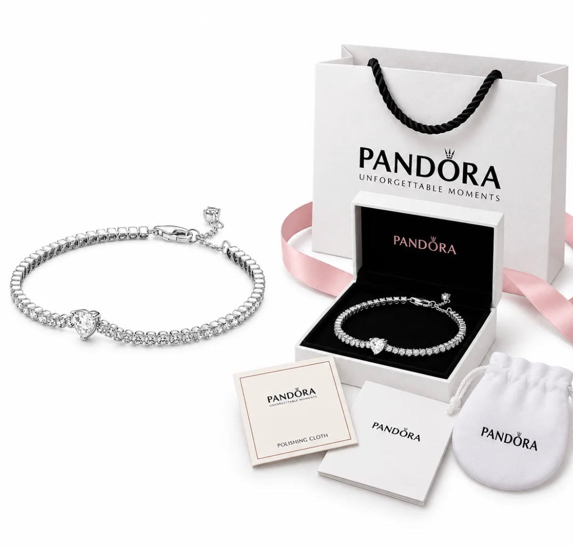Pandora pulsera de corazón color plata (Fullset)